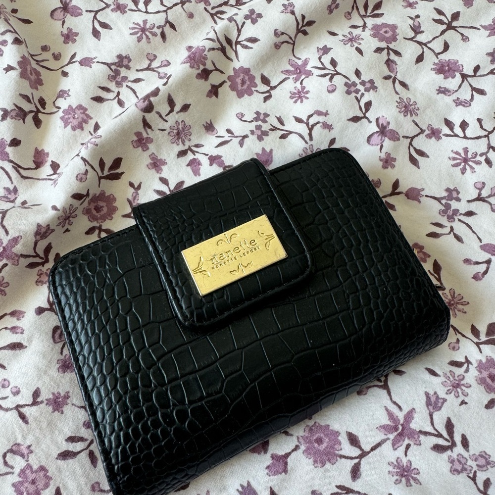 Black Crocodile-Embossed Wallet